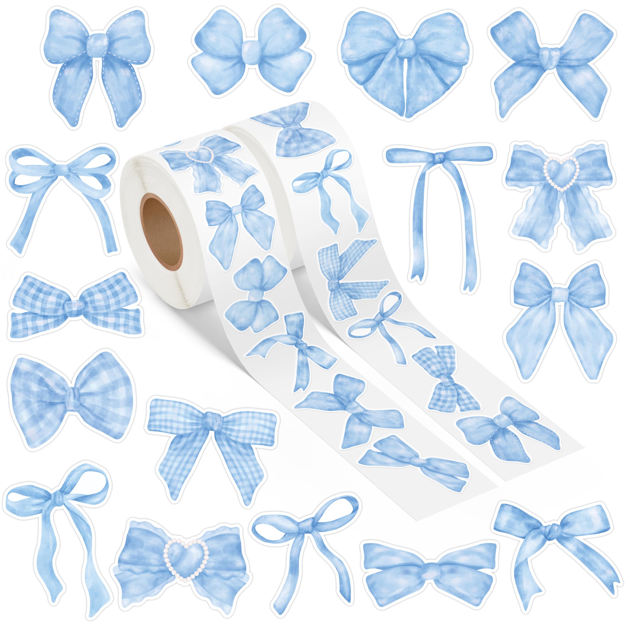 A1diee Blue Coquette Bow Sticker - Watercolor Decor Vintage Waterproof Bow Aesthetic for Girls Scrapbook Crafts Laptop Party Favors Windows Water