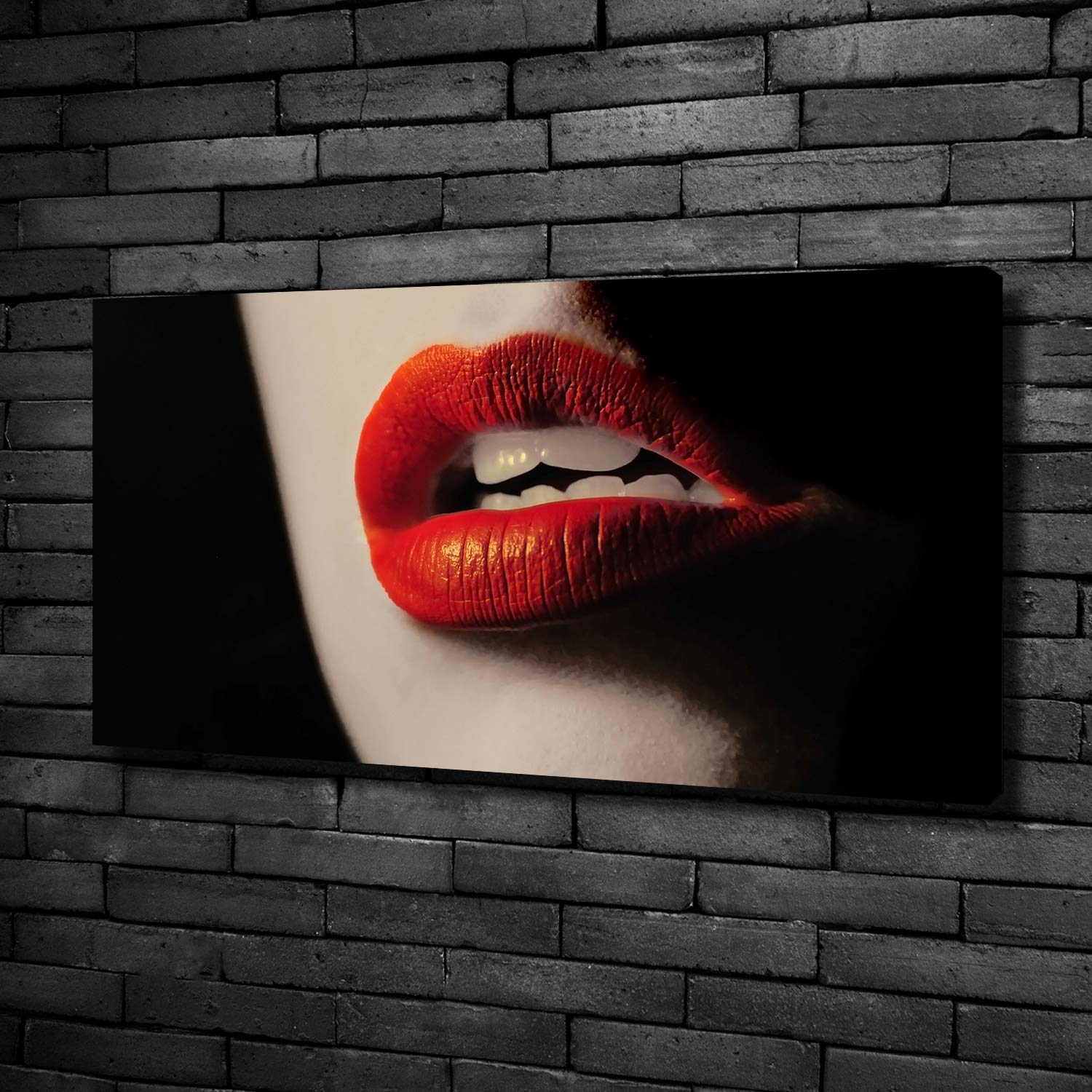 Tulup Tirages sur toile - art mural - tirages sur toile - thème d'image - 100x50 cm - Sensualité - Rouge - Lèvres Rouges