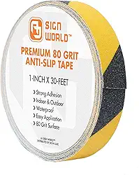 Melhor fita antiderrapante, 2,54 cm x 30 pés, listras pretas e amarelas, 80 grãos, nível industrial, interior, exterior (rolo de 2,54 cm x 30 pés)
