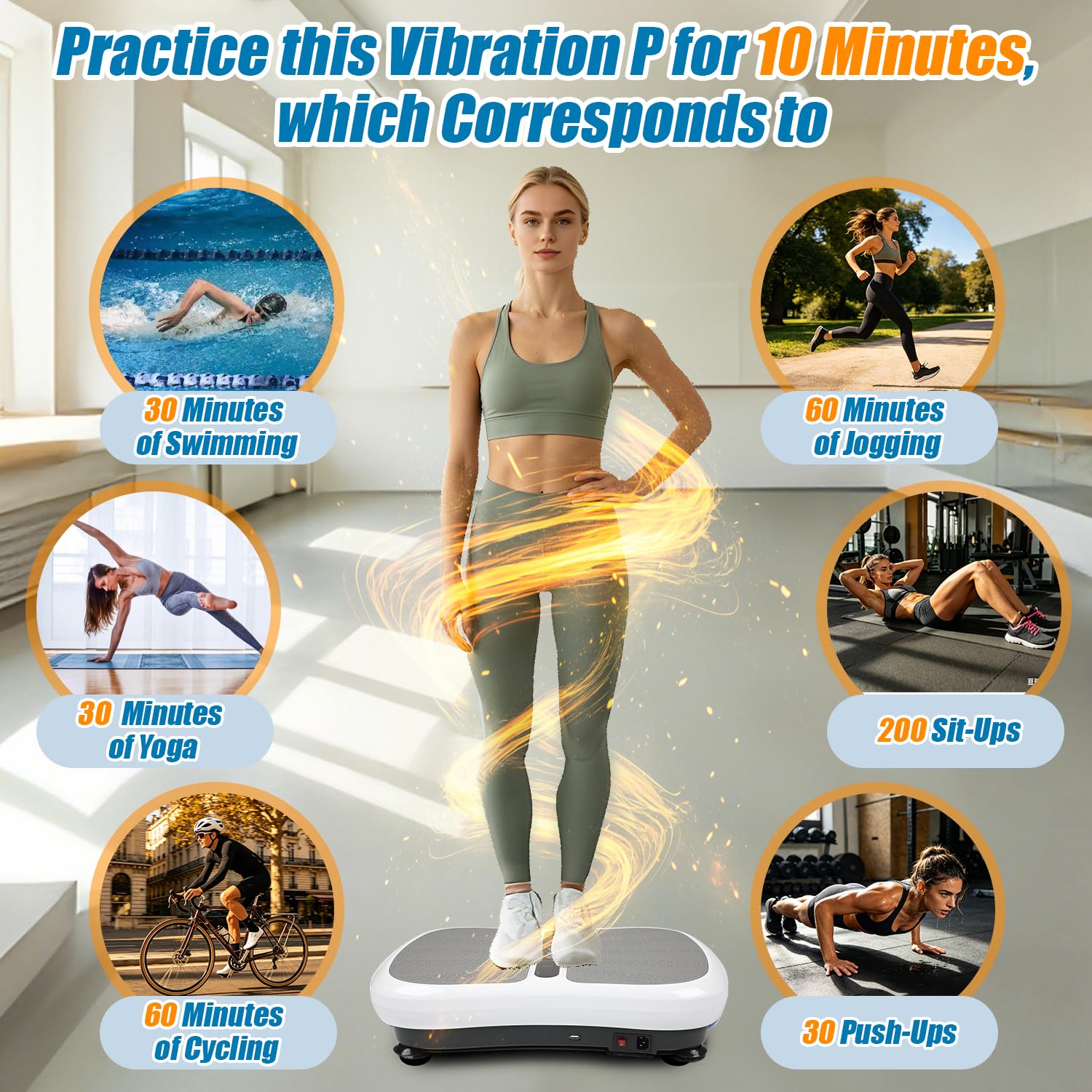 Piastra vibrante, per sport a casa, 99 livelli di intensità, 5 programmi di allenamento, tavola vibrante per allenamento di tutto il corpo, costruzione muscolare, altoparlante Bluetooth, portata 130