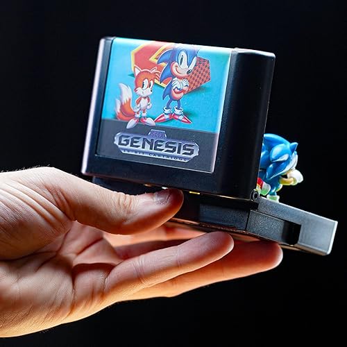 Miniatura 6 de Sonic The Hedgehog 2 - Juego de diorama coleccionable - Mini figuras de Sonic & Tails con escena Emerald Hill Zone - Cartucho retro SEGA Genesis