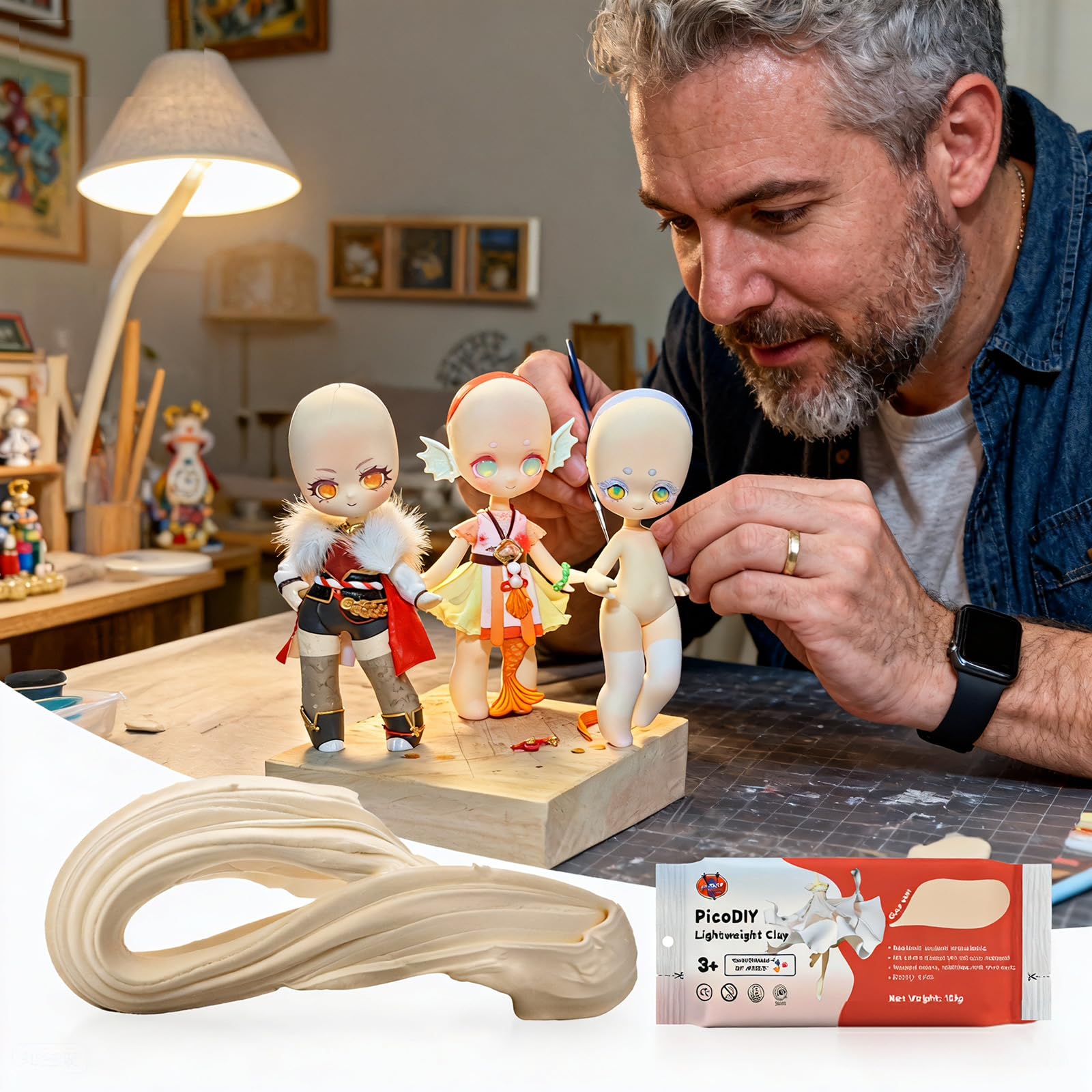 Lightweight Clay - Air Dry Clay, Ultra Light & Soft, Safe & Non-Toxic, Moldable & Flexible, DIY Modeling Clay for Anime Figures, Sculpting, Molding, Creative Art Crafts