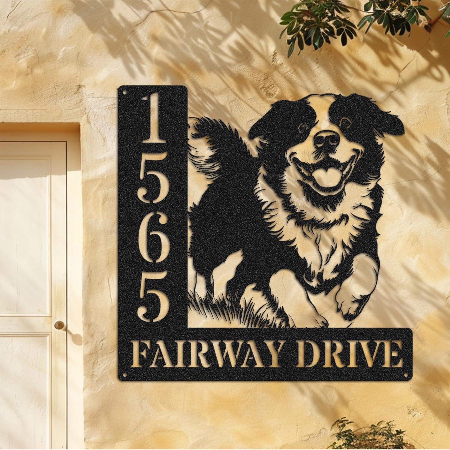 Personalized Goldendoodle Dog Address Plaque, Custom Metal House Number Sign, Playful Goldendoodle Design, Outdoor Yard Decor for Dog Lovers (Goldendoodle)