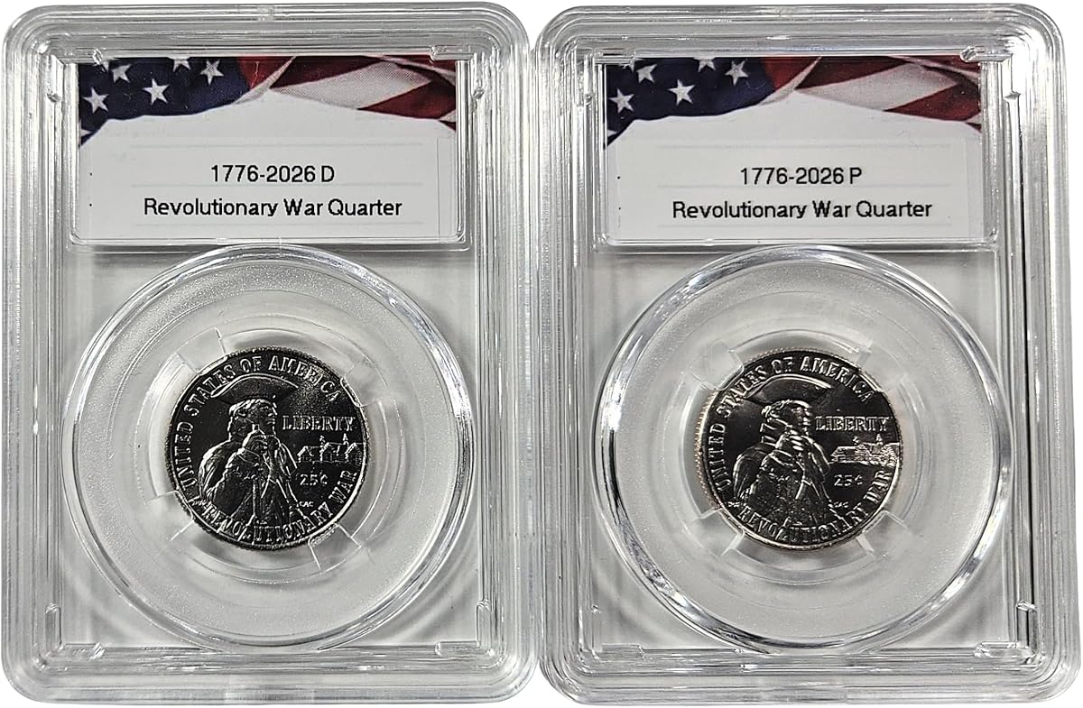 1776-2026 Revolutionary War Semiquincentennial Quarter Set, P & D Mint, Uncirculated, in Protective Acrylic Cases