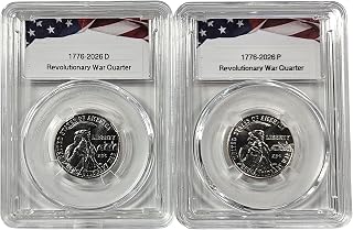 1776-2026 Revolutionary War Semiquincentennial Quarter Set, P & D Mint, Uncirculated, in Protective Acrylic Cases