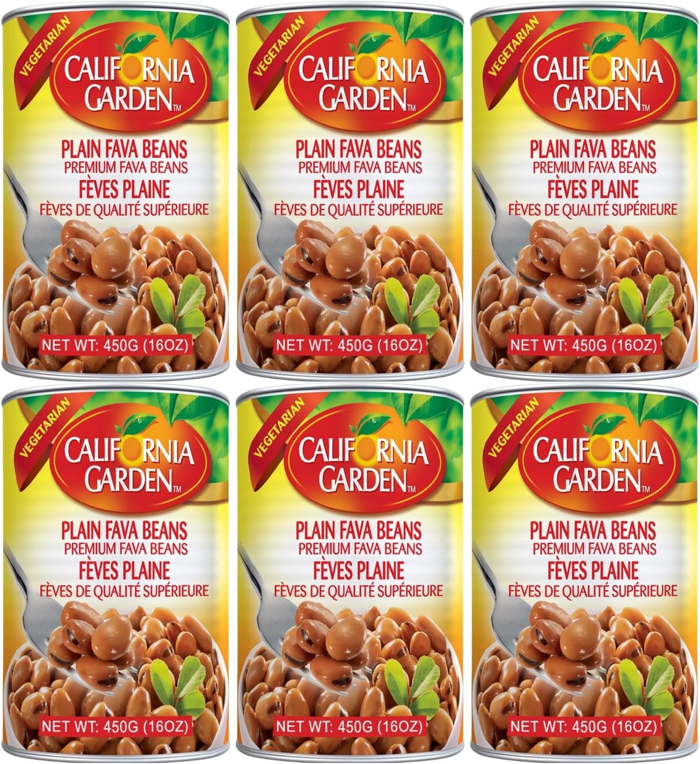 California Garden Premium Fava Beans,16oz, Plain (Pack of 6)