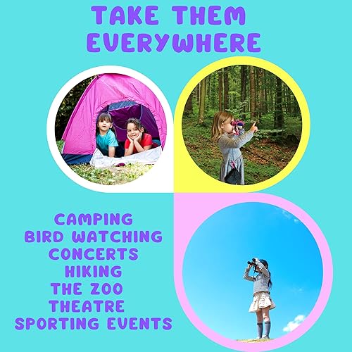 Miniatura 4 de Binoculares para niños de 8 x 21 pulgadas, color turquesa, de 3 a 12 años, a prueba de golpes para niños, óptica de alta resolución para observación