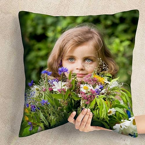 Miniatura 6 de Almohada de fotos personalizada con texto, funda de almohada personalizada de dos lados, 18 x 18 pulgadas, funda de almohada personalizable