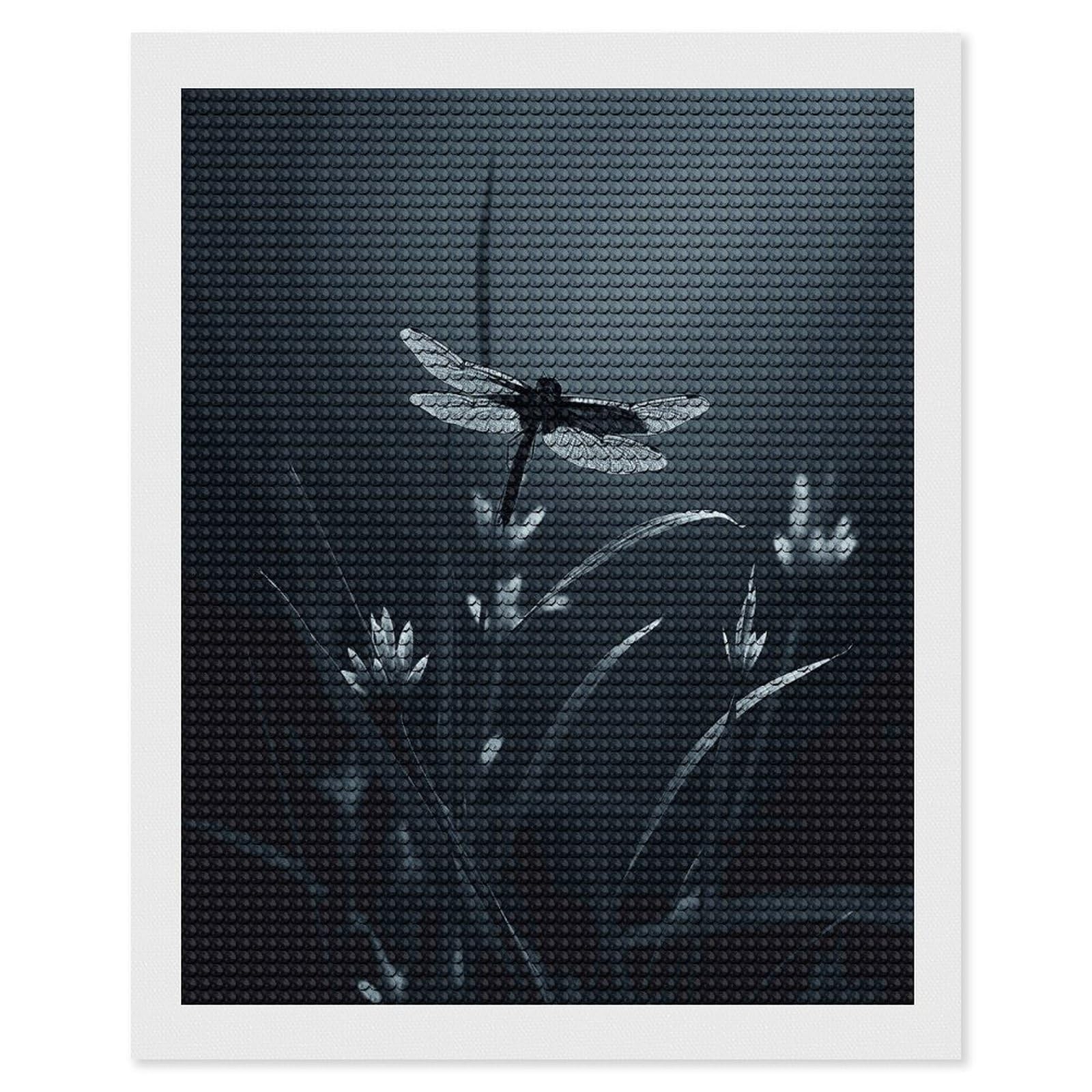 JTREHY Dragonfly Silhouette Diamond Art Kits Personalized DIY Round Diamond Painting Kits for Beginner Full Drill Diamonds Dots Paintings for Adults Gem Art Crafts Home Decor