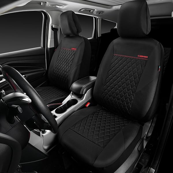 CAR PASS Quilted Leather Front Seat Covers 2