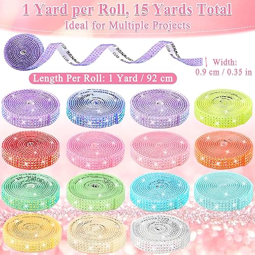 Miniatura 18 de Cintas autoadhesivas de diamantes de imitación de 5 yardas, tiras de diamantes de imitación plateadas, calcomanías de diamantes de imitación