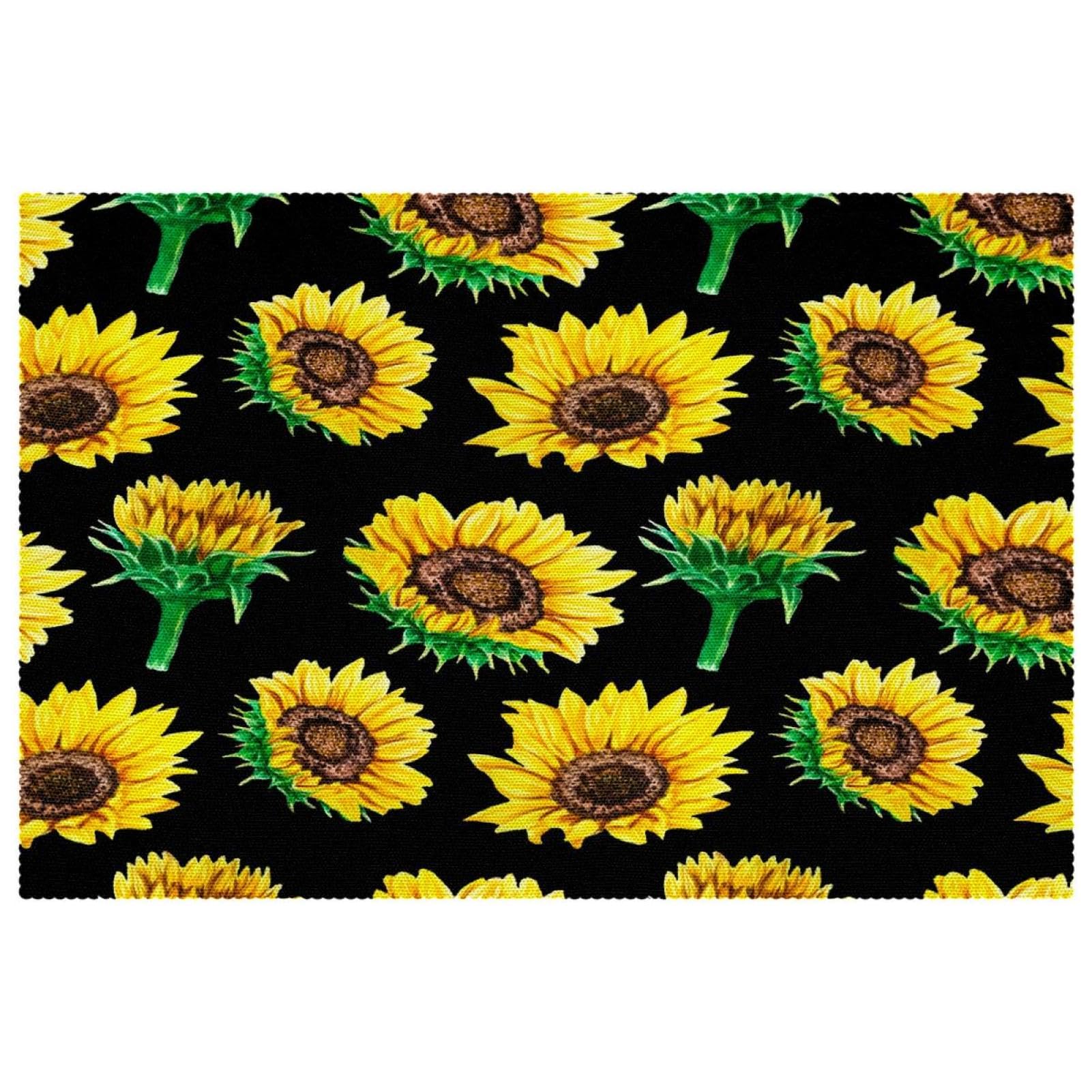 Set de table antidérapant et résistant à la chaleur lot de 6 lavable motif tournesol pour dîner