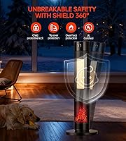 Vista 6 de Space Heaters for Indoor, 34”Large PTC Ceramic Heater with Flame, 1500W Electric with Thermostat, 90°Oscillating Portable Tower Heater with Remote