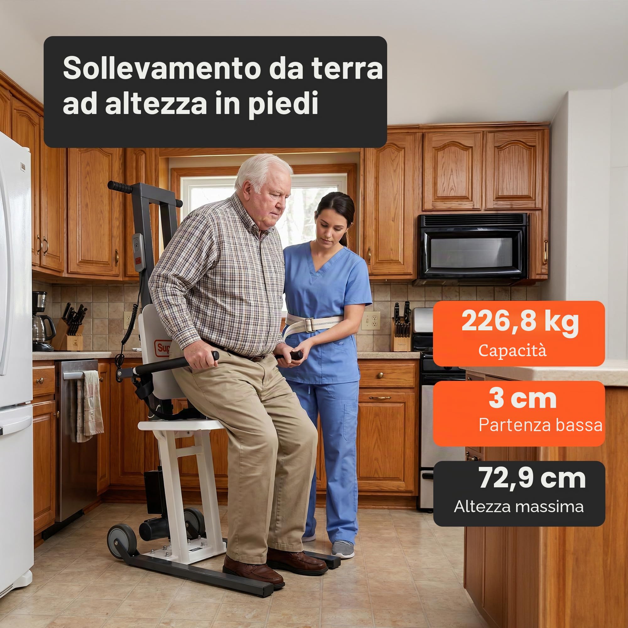 SuperHandy GoRise FS Sollevatore elettrico terra-in-piedi, portata 227 kg | assistenza alla posizione eretta, design portatile e regolabile, ergonomico e facile da riporre;Brevettato