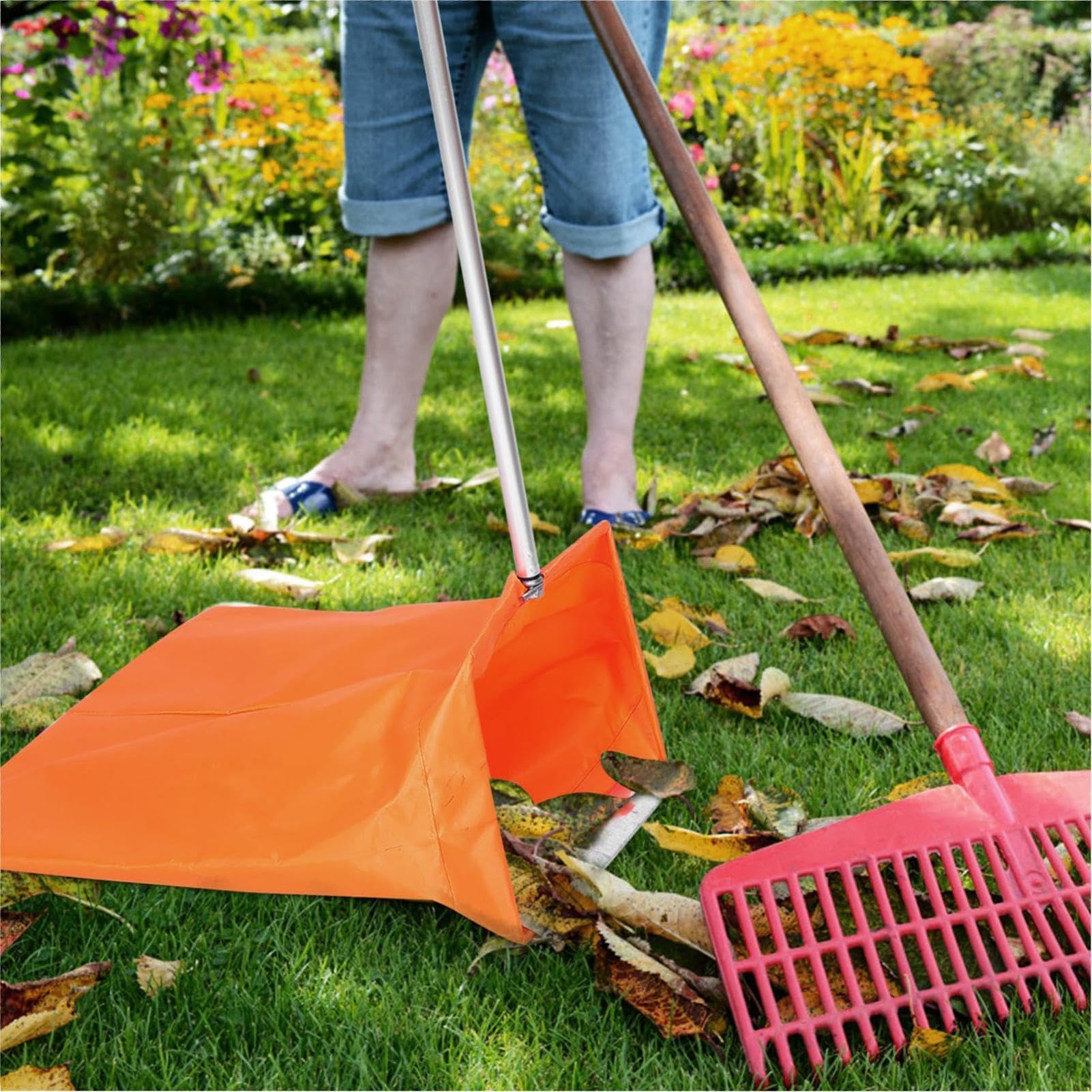 Ramasse-feuilles à long manche pour déchets de jardin | Fournitures de