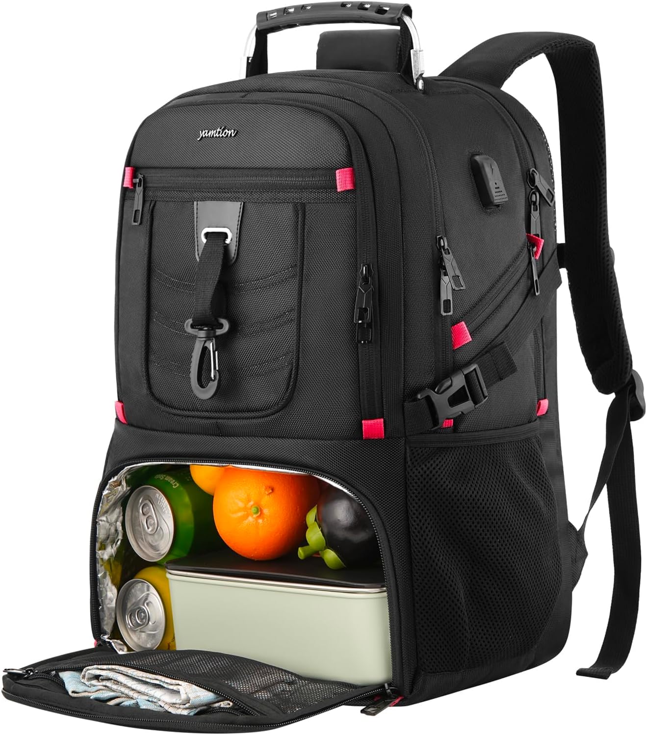 YAMTION 17.3 Inch Laptop Insulated Backpacks with Cooler Compartment,Men Work Cooler Backpack Insulated Lunch Bag for Teens Boys with Charging Port for Gym College Travel