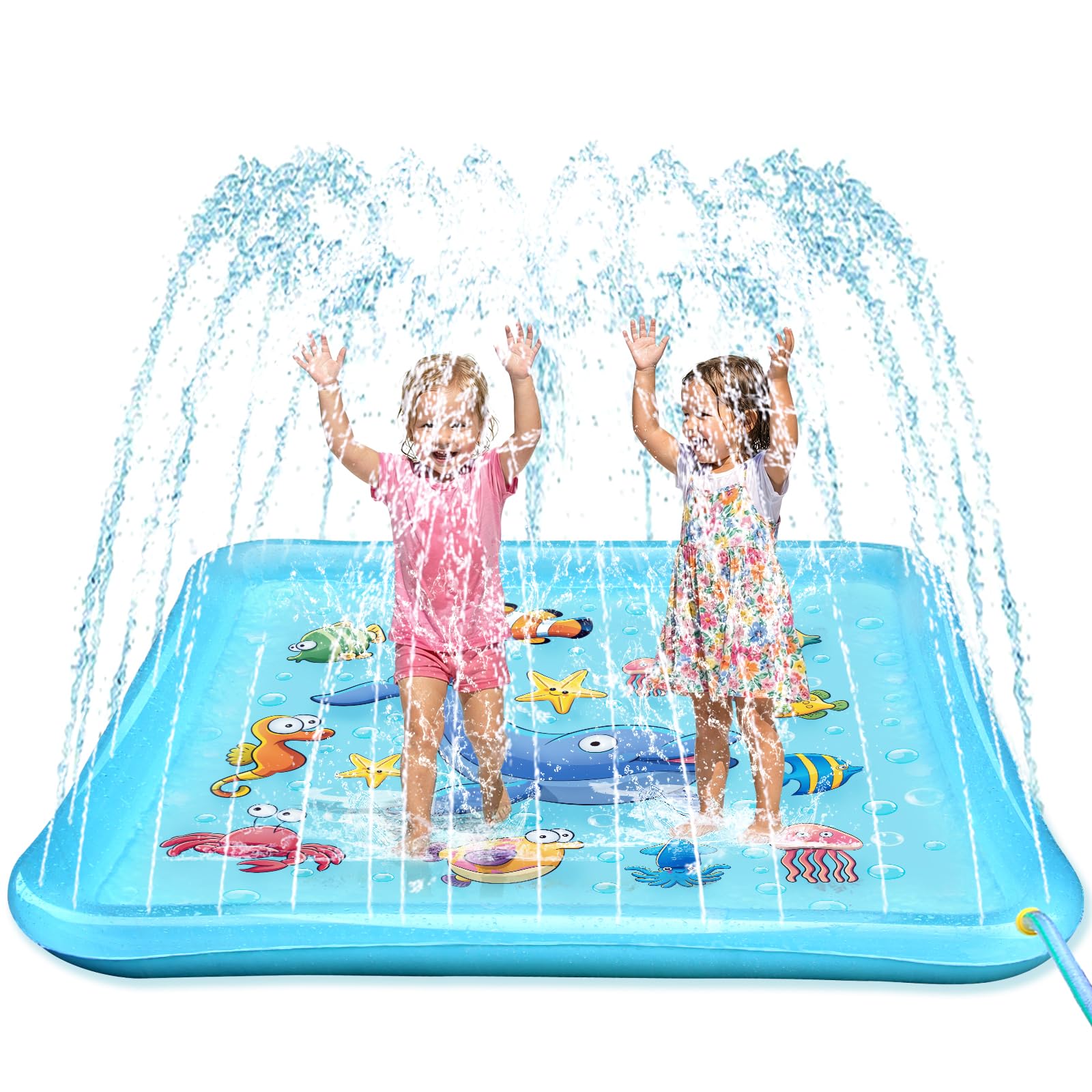 Growsland Splash Pad for Toddlers, Outdoor Sprinkler for Kids, 67" Summer Water Toys Inflatable Wading Baby Pool Fun Gifts for 3 4 5 6 7 8 9 Years Old Boy Girl Backyard Garden Lawn Outdoor Games