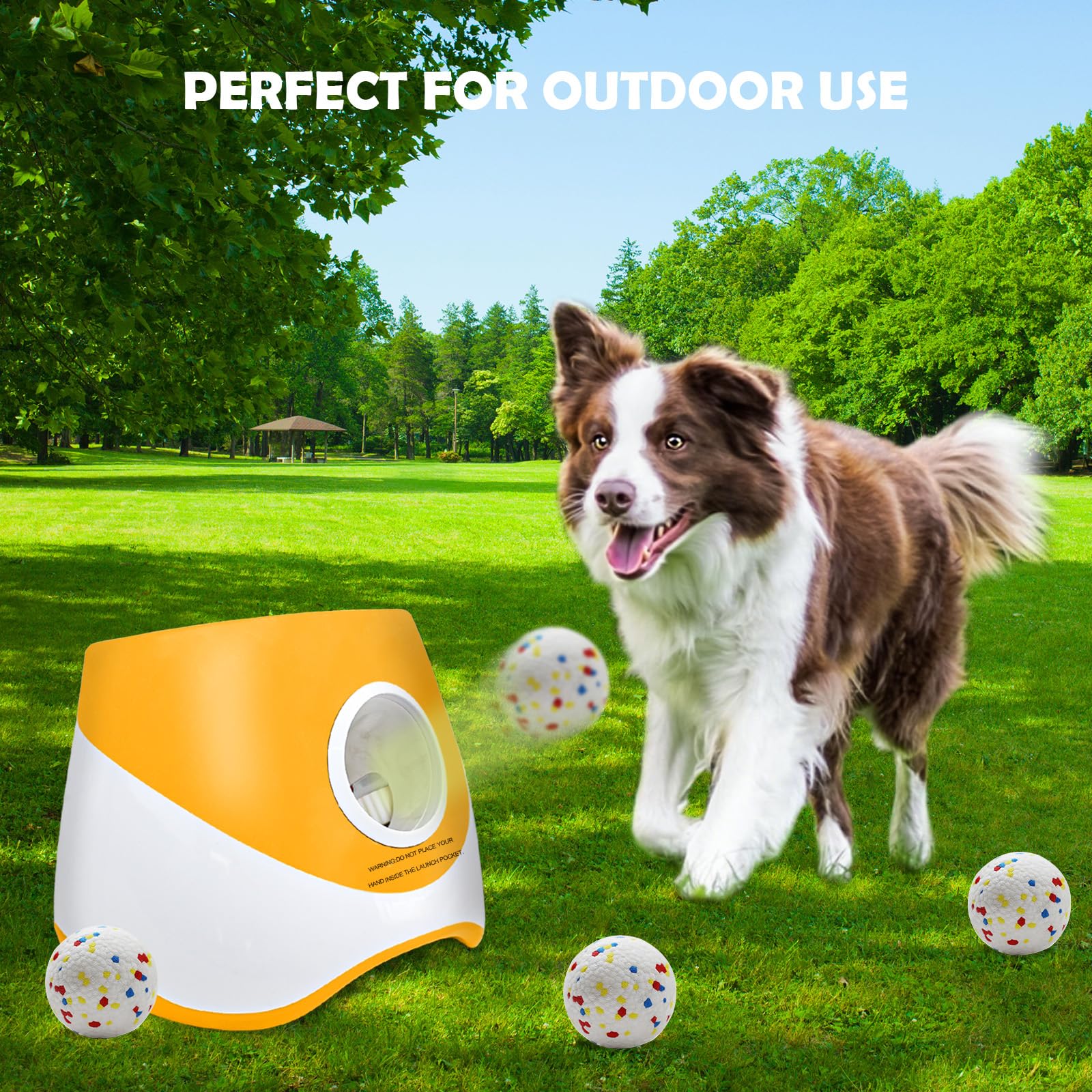 Automatic Dog Ball Launcher for Samll to Medium Dogs, Upgraded Interactive Toy Balls Thrower, Distance Adjustable Mental Stimulating Dog Toys with 4 Etpu Balls 2.2 Inch (Orange) - image 7