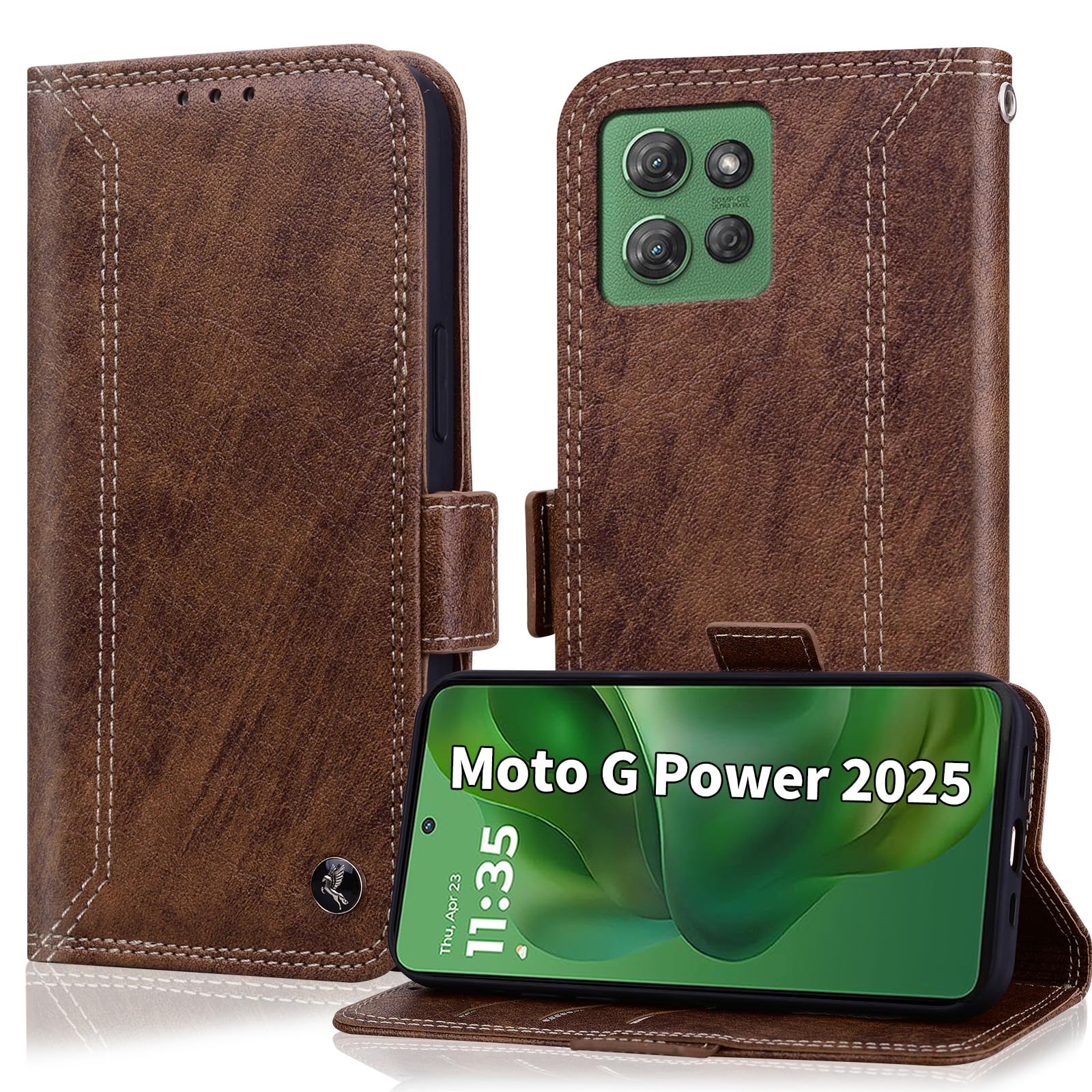 Oduio for Motorola Moto G Power 2025 Wallet Case with RIFD Blocking Card Holder, PU Leather Flip Folio Kickstand Business Protective Phone Cover 6.8