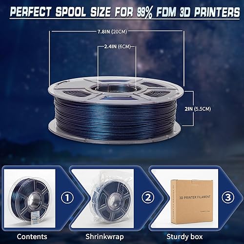 Miniatura 6 de Filamento PLA de 0.069 pulgadas que cambia de color, filamento de impresora 3D camaleón brillante con diferentes luces y ángulos, filamento de