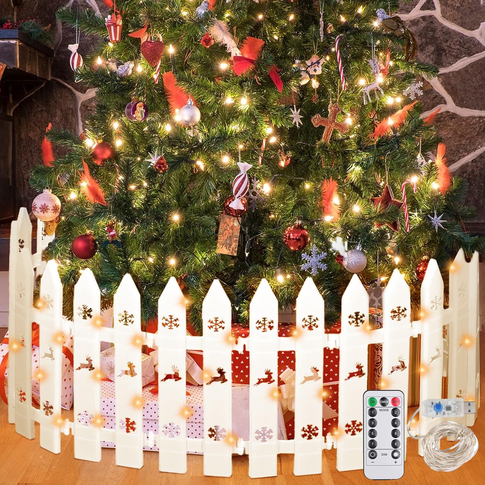Recinto per Albero, 24 Pezzi Mini Staccionata Bianca in Plastica