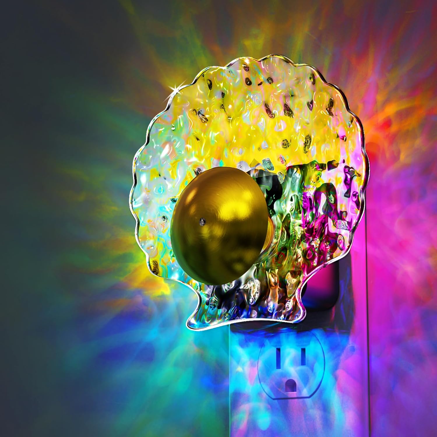 L LOHAS LED Shell Night Light, Night Lights Plug into Wall, Color Changing Nightlight RGB, Light Sensor, Plug in Night Light Home Decor for Kids Gifts, Holiday, Hallway Bedroom Kids Room, 1 Pack