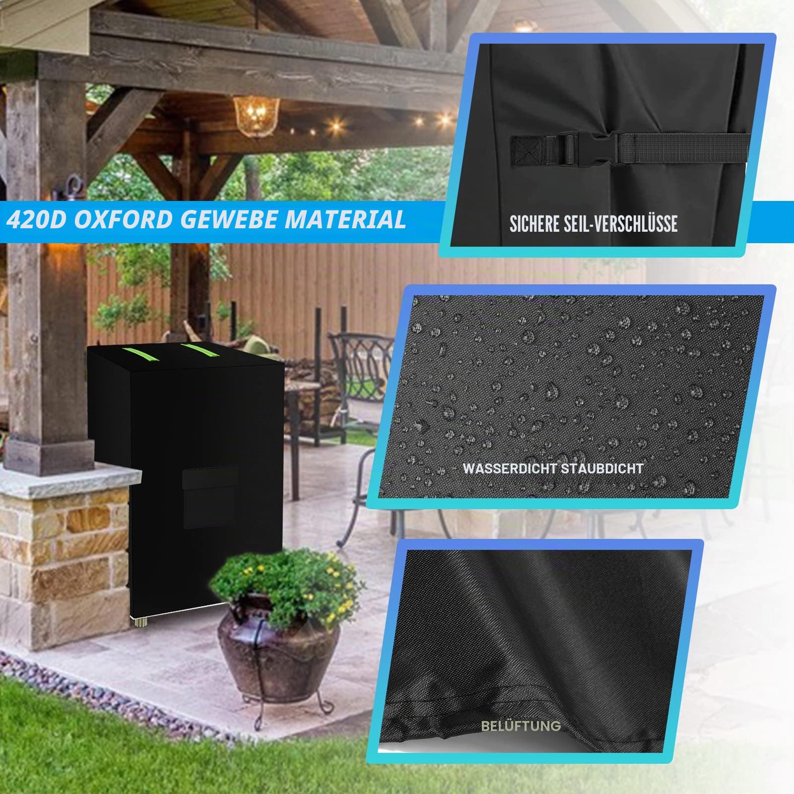 Mini-Gefrierschrank-Abdeckung, für den Außenbereich, Gefrierschrank-Schutz für 100 Kubikmeter, 420D Oxford, wasserdicht, staubdicht, sonnenfest, elektrische Smoker-Abdeckung, 58,4 cm L x 58,4