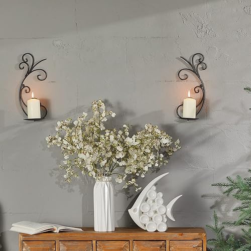 Miniatura 4 de Retro Simplicity - Juego de 2 portavelas de pared, apliques decorativos de pared, decoración de pared del hogar, sala de estar, comedor y dormitorio