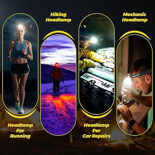 Miniatura 6 de 3 faros delanteros ligeros con sensor de movimiento de luz roja, 3000 lux, 11 tipos de modos, ahorro de energía, IPX6, lámpara de cabeza