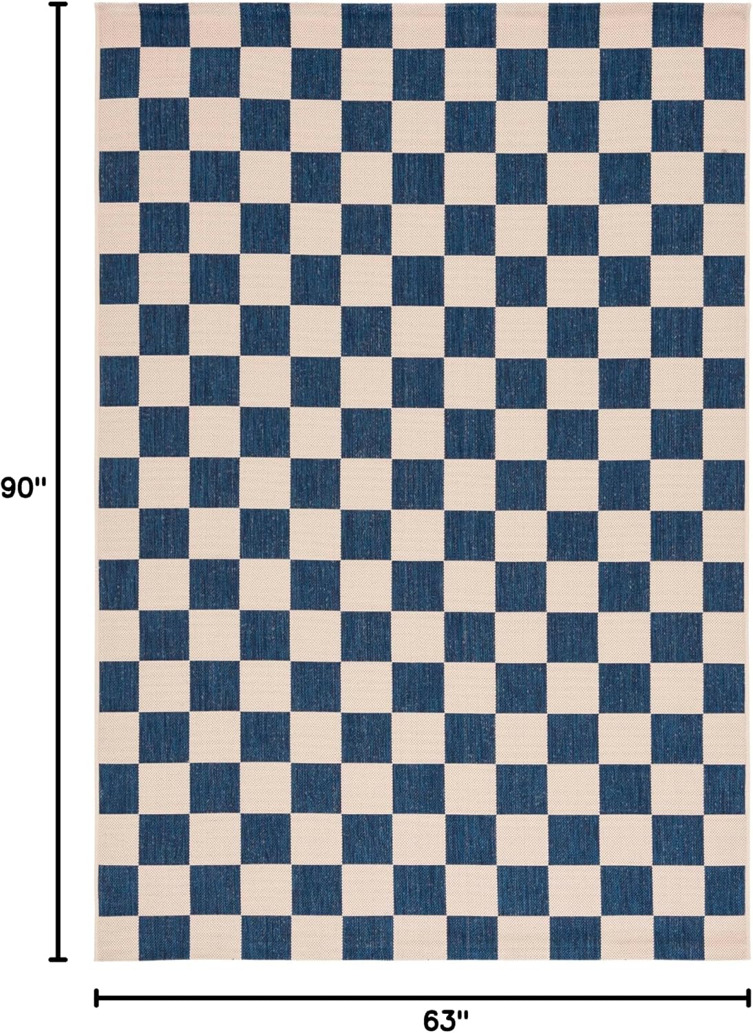SAFAVIEH Washable Rug Outdoor Courtyard Collection - 5'3' x 7'7', Navy & Beige, Checkered Pattern, Non-Shedding & Easy Cleaning, Ideal for Patio, Backyard, Mudroom (CY6442-25821)