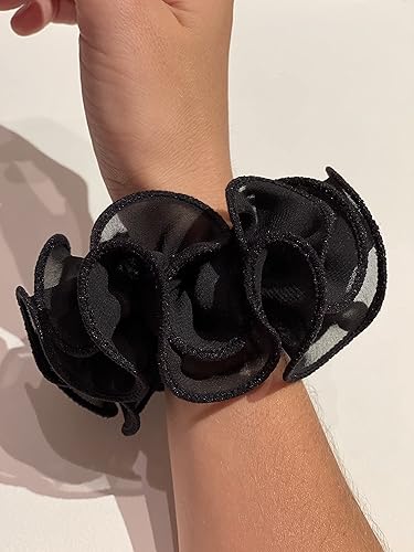 Miniatura 5 de ANYA accesorios Ruffled Scrunchie  Corbata para el cabello (negro)