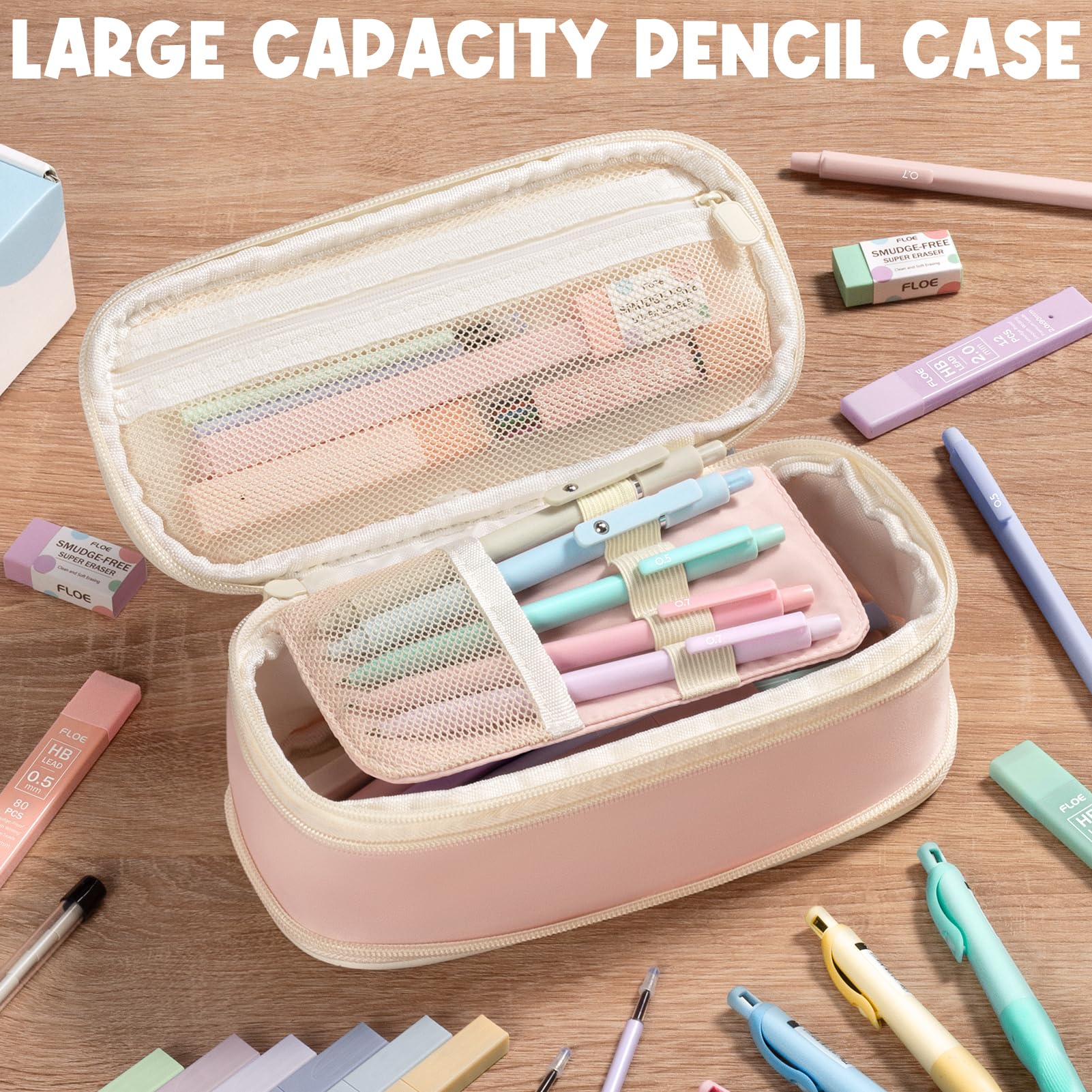 Set di 65 articoli estetici per la scuola con grazioso astuccio, evidenziatori pastello penne gel matite meccaniche set 0,5 0,7 e 2,0 mm, forniture per ufficio per il rientro a scuola Kit essenziale