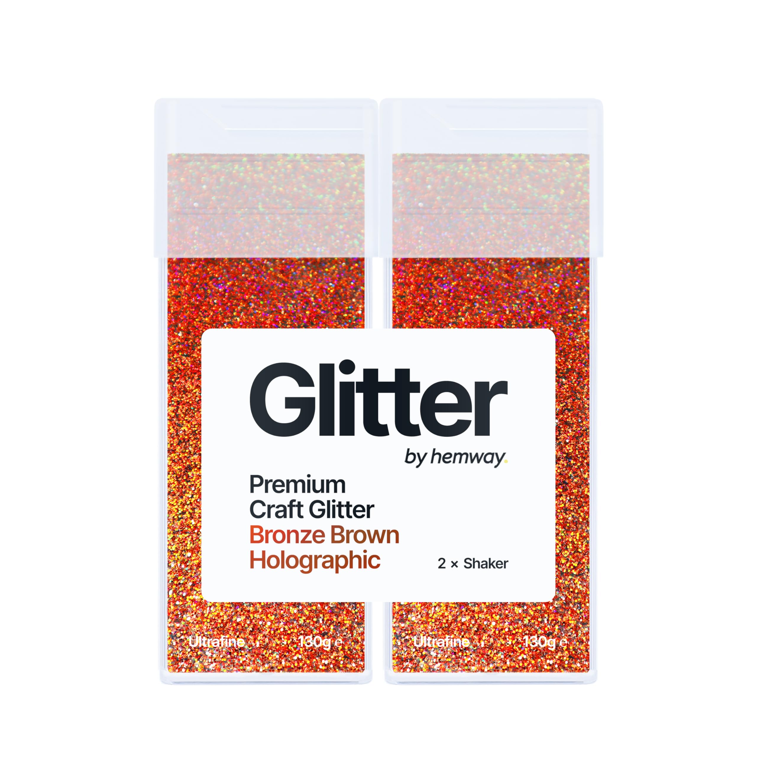 Hemway Glitter Shaker Bronze Brown Holographic 130g x2 Pack Ultrafine, Craft Glitter Shakers for Resin & Epoxy Crafts