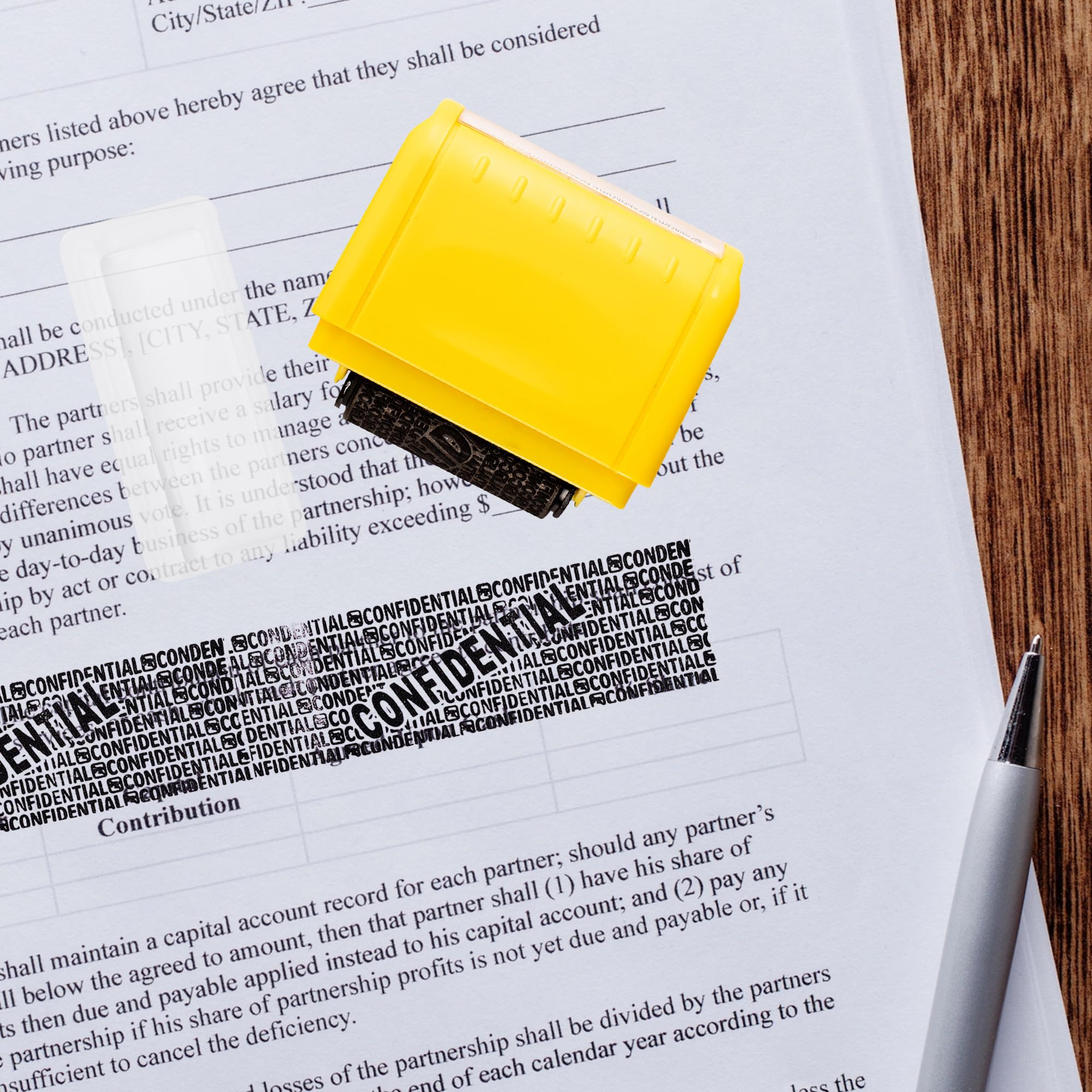 Privacy ID Address Blocker Stamp - Identity Theft Protection & Personal Data Security Defender with 3 Refills (Wide Yellow) - Image 4