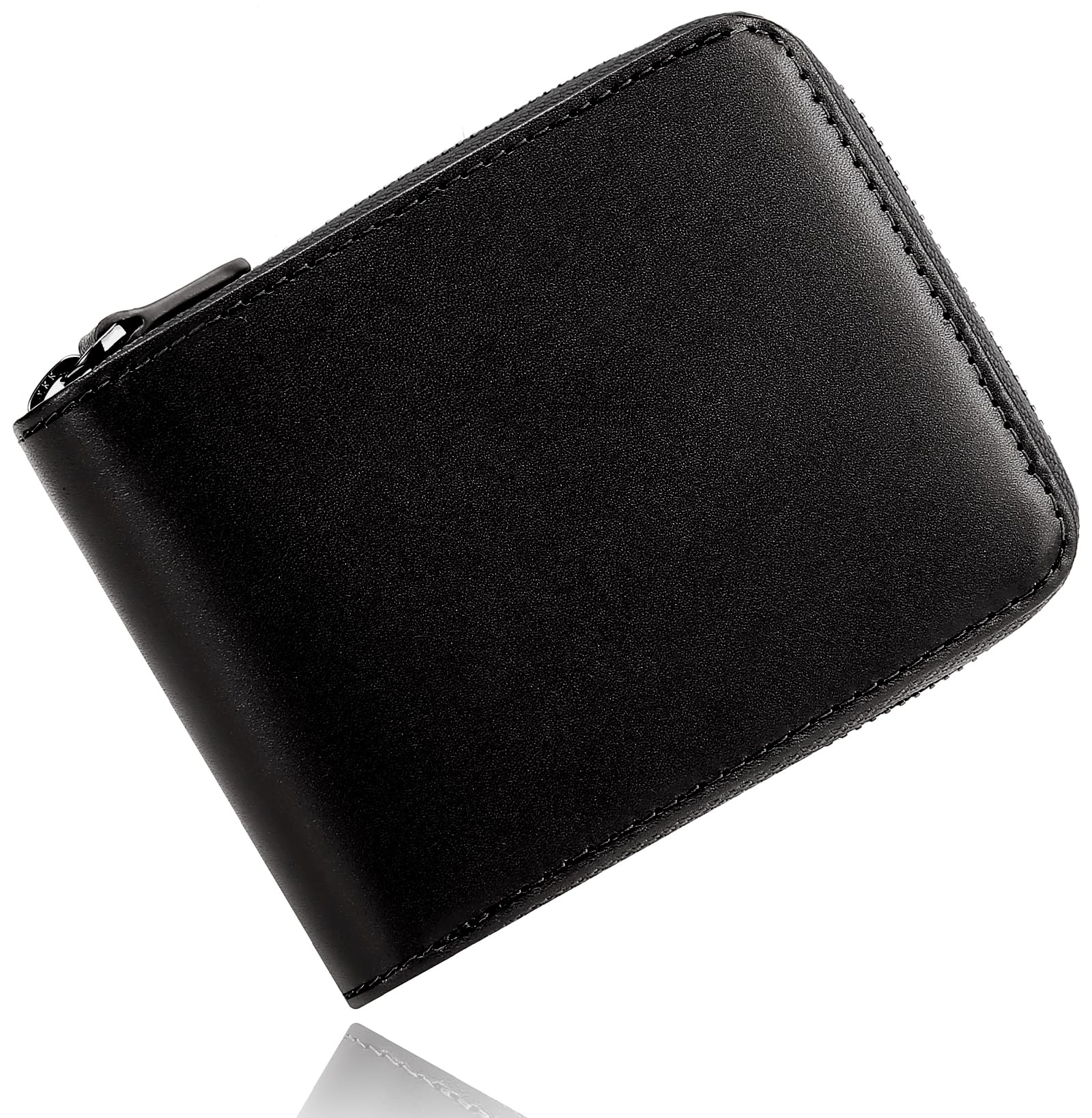 Bahoes Tochigi Leather Wallet for Men - Bifold with Box-Shaped Coin Pocket, Can Store 14 Cards, Round Zipper, Business Use, Comes with Gift Box : Clothing, Shoes & Jewelry