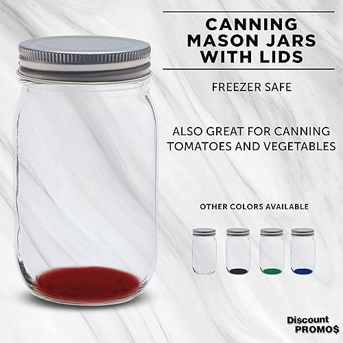 Miniatura 2 de DISCOUNT PROMOS Tarros Mason con tapas, 16 onzas, juego de 10, paquete a granel, frascos de vidrio para avena durante la noche, dulces, frutas,