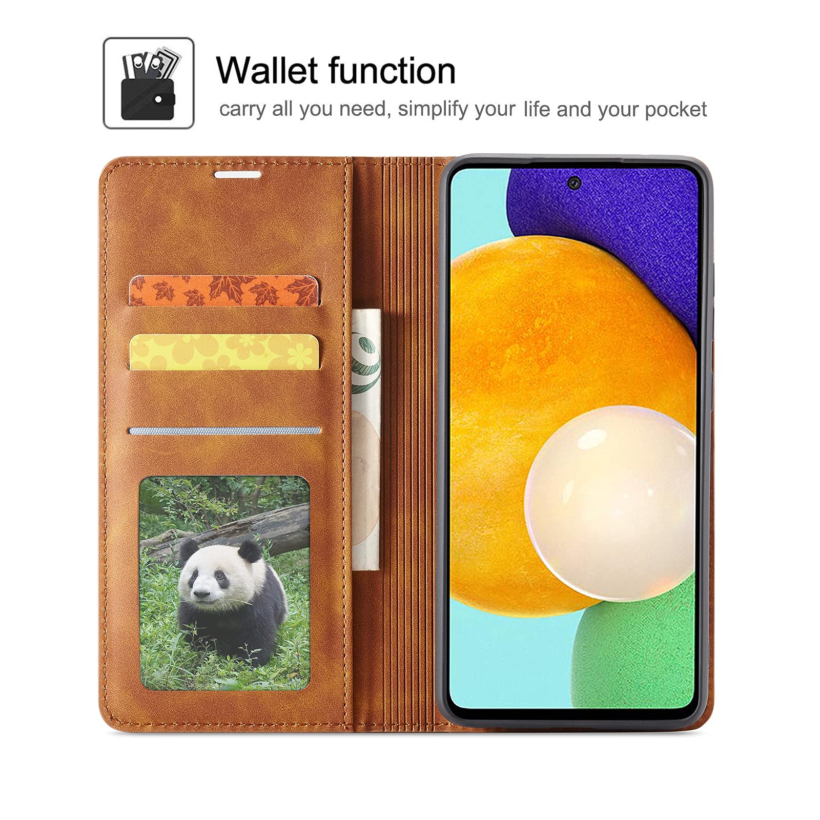 QLTYPRI Etui do Samsung Galaxy A52 4G/5G/A52S 5G, wysokiej jakości skóra PU, pokrowiec z TPU, zderzak z uchwytem na karty, podpórka, ukryta adsorpcja magnetyczna, etui z klapką i portfelem, do Samsung