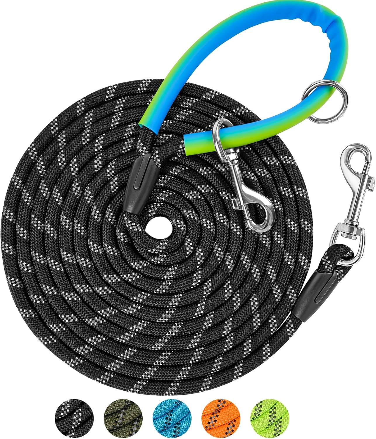XiaZ 15FT Training Leash for Dogs, Nylon Rope Dog Leash with 2 Swivel