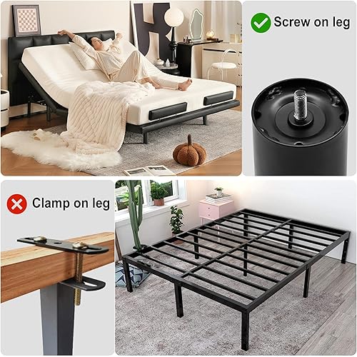Vista 20 de Reemplazo de patas de cama de metal de 7 pulgadas para marco de base de cama eléctrico ajustable, patas de cama atornilladas