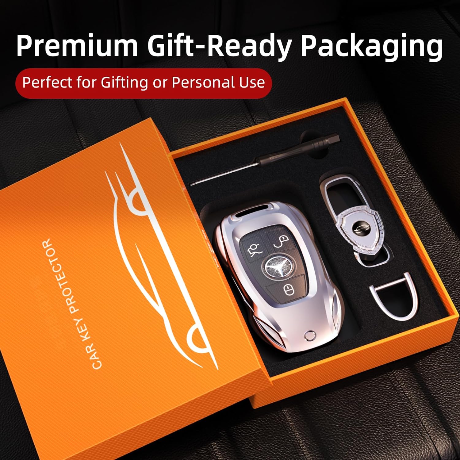 for Benz CLS CLA CLK AMG CLK GLC GLE GLS SLK ML SL SLK A B C E R S G Smart Remote Key Case Shell (Fashion Silver,for Benz-B) - Image 7