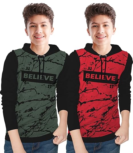 BLIVE Boys Printed Full Sleeves Hoodies (Pack of 2)