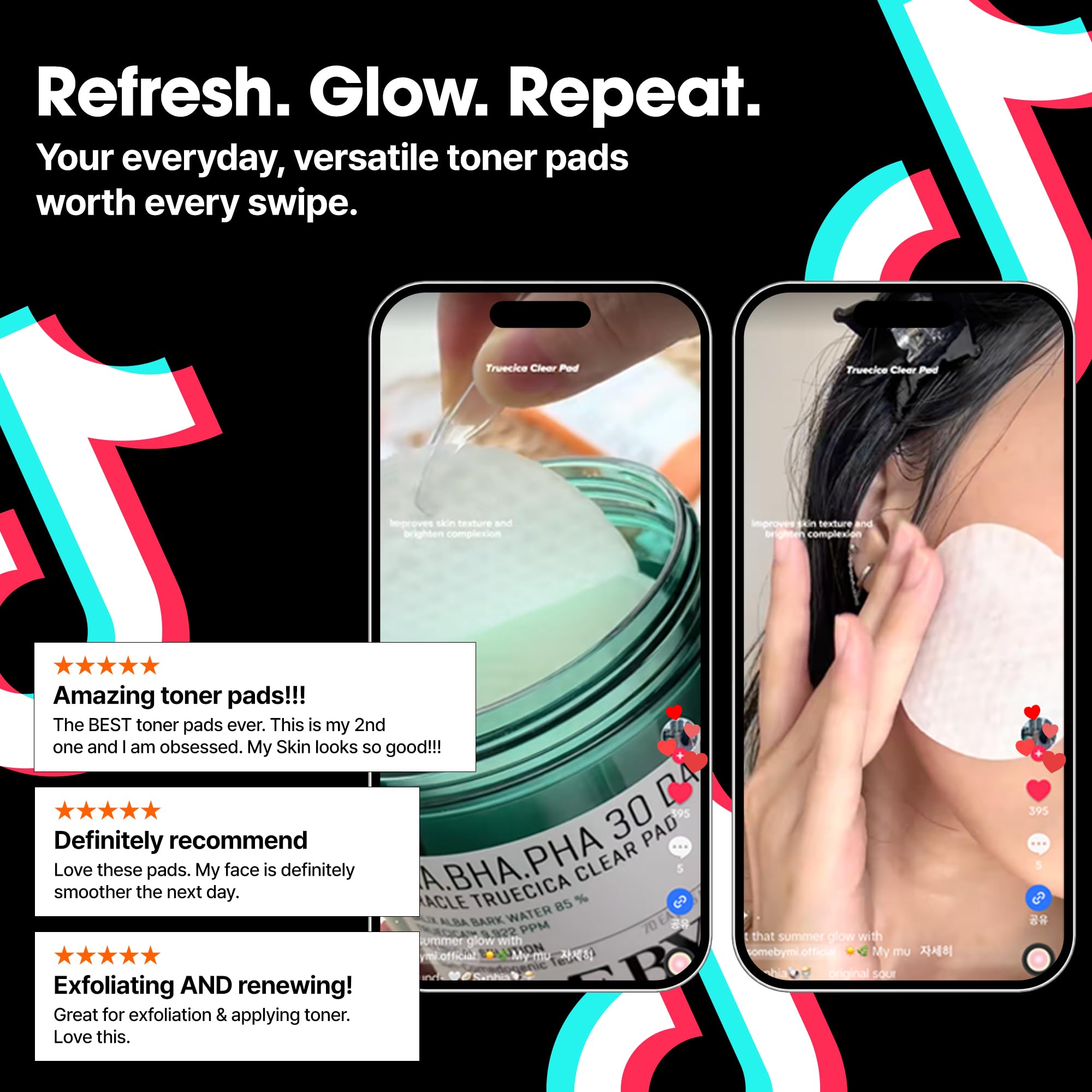 SOME BY MI AHA BHA PHA 30 Days Miracle Truecica Clear Pad – 70 Stück – Exfolierende Toner-Pads mit Centella – Porenverfeinernd & glättend – Koreanische Hautpflege