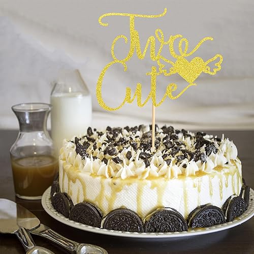 Miniatura 5 de Dos bonitas decoraciones para tartas para bebé niña y niño  Selección de pastel de segundo cumpleaños  Suministros de decoración de fiesta de feliz