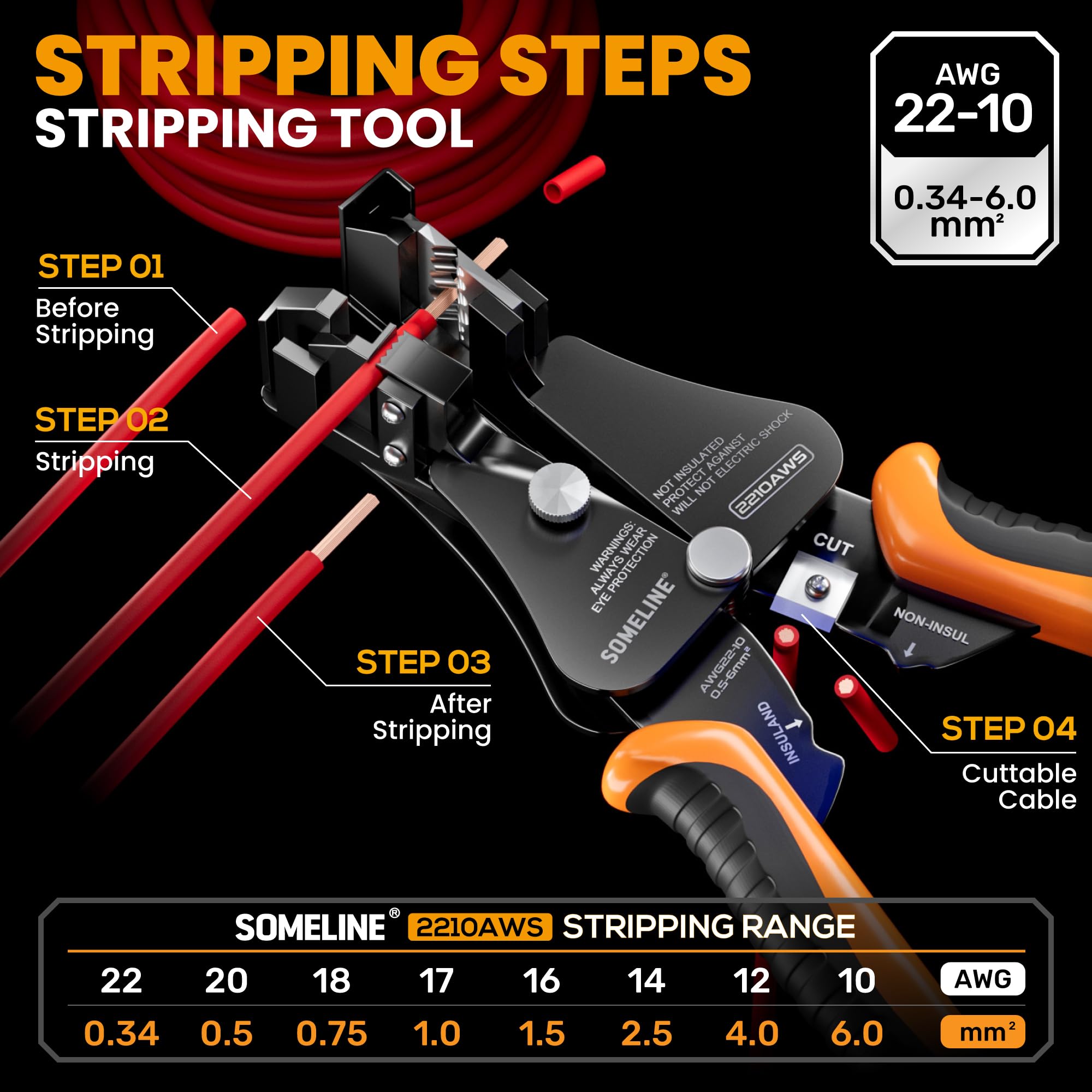 SOMELINE Crimpadora y Kit Conectores Eléctricos Estancos 1-6 Pines, 0,34-2,5mm² (AWG 22-14), Compatible Superseal 1.5, con Pelacables y Herramienta de Extracción, para Coche Moto Barco Camión
