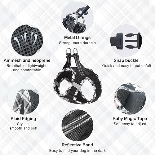 Miniatura 103 de BEAUTYZOO Juego de arnés y correa para perro, arnés reflectante para perro, sin tirones, sin estrangulamiento, para perros pequeños, medianos