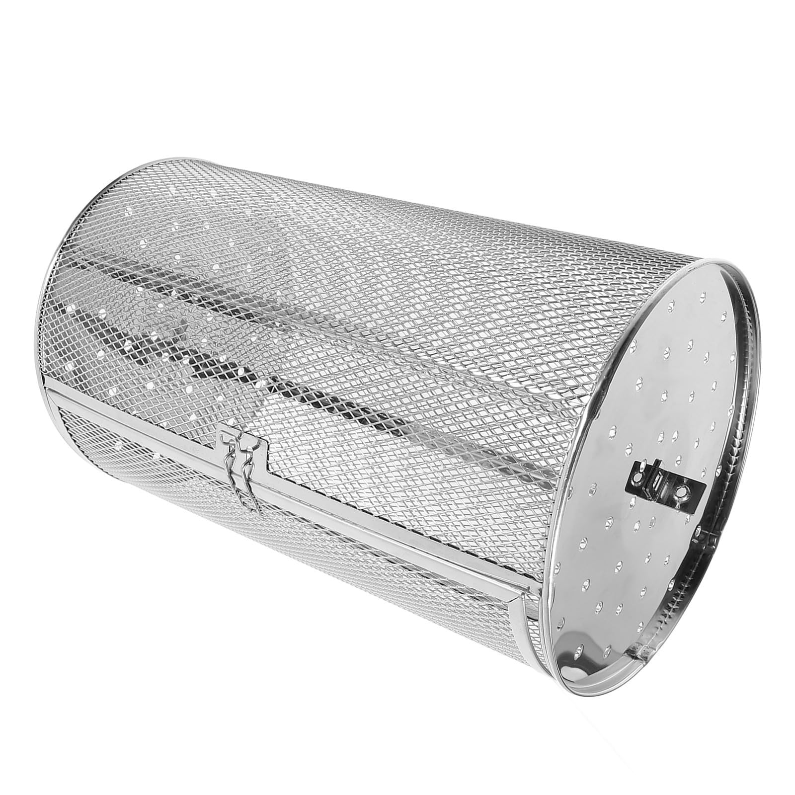 Cestello Barbecue Rotante in Acciaio Inox, Argento, 360° | Verdure e Patate Dolci, Sportello Apribile e Richiudibile, Struttura Resistente e Multiuso