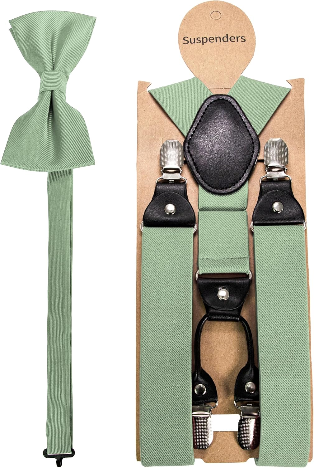 JEMYGINS Solid Color Suspender and Silk Bow Tie Sets for Men - Image 4
