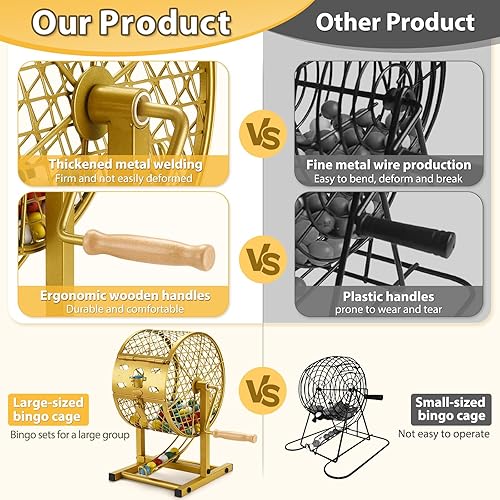 Miniatura 6 de Aufg - Juego de bingo de abeto, juego de bingo incluye jaula de bingo grande, fichas transparentes coloridas, 30 tarjetas mixtas y 75 bolas de