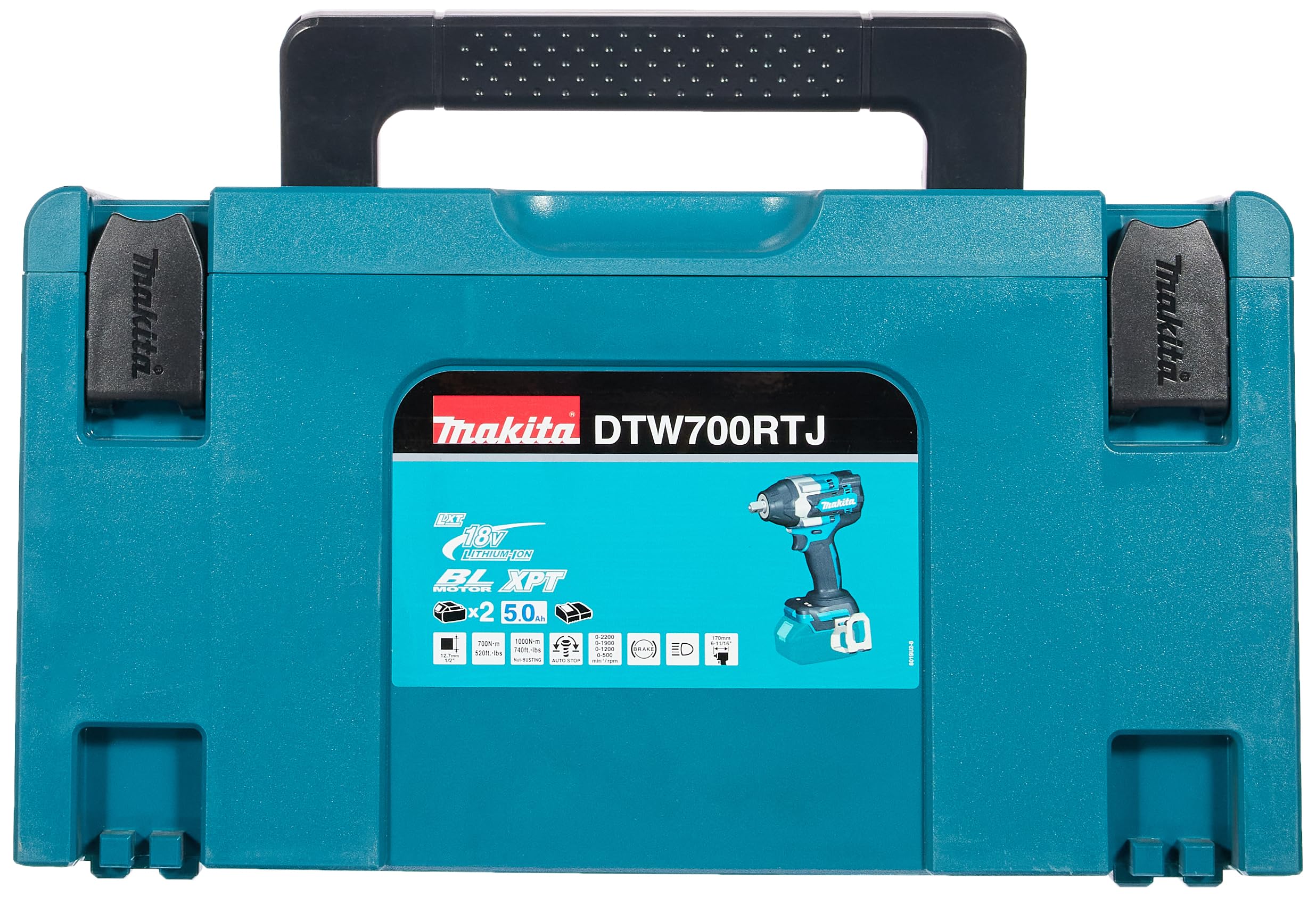 Boulonneuse à chocs 18V LXT 700 Nm 1/2" (2x5,0 Ah) en MAKPAC - MAKITA DTW700RTJ