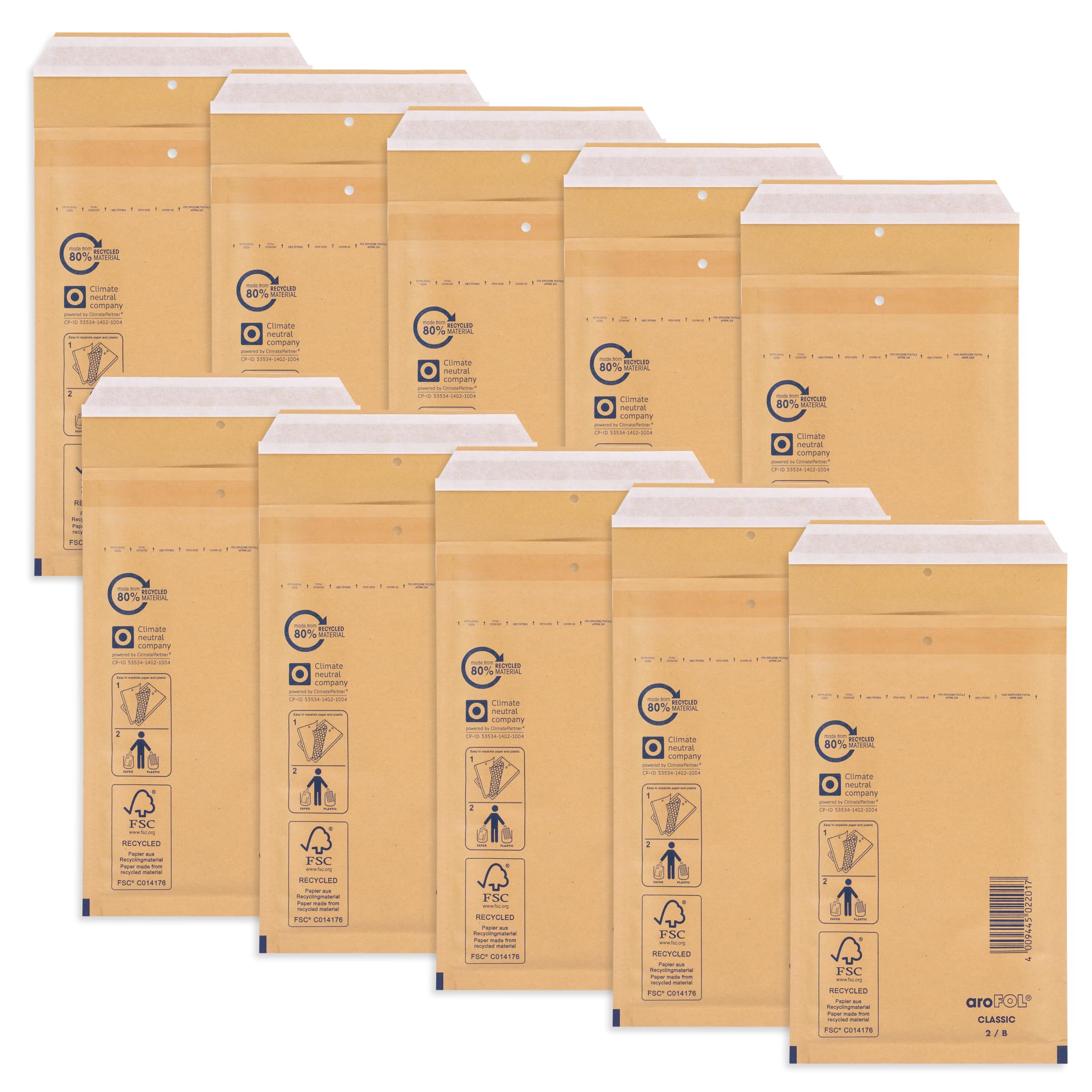 ΓKI Padded Envelopes with Adhesive Strips, Pack of 10, A6 Padded Envelopes, Brown